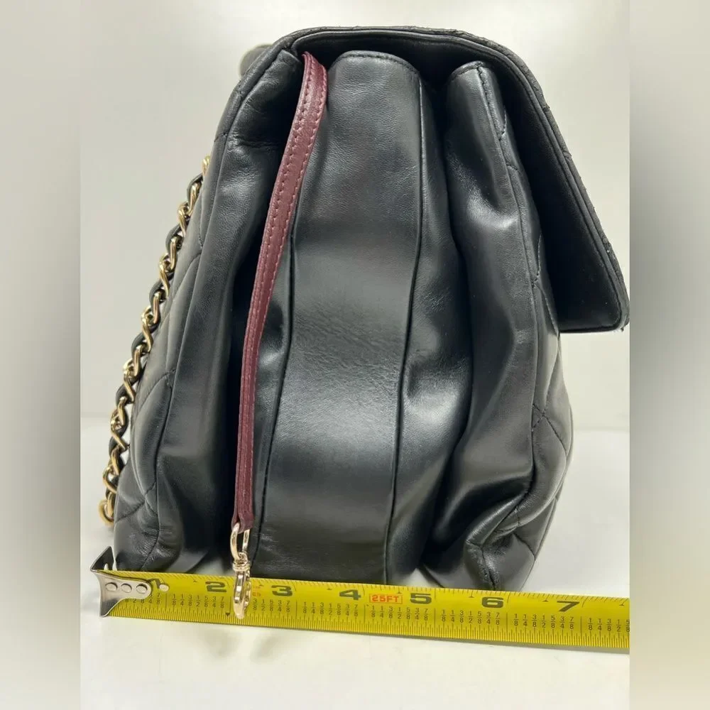 Chanel Large Trendy Top Handle Black Quilted Shoulder Hand Bag Gold Hardware